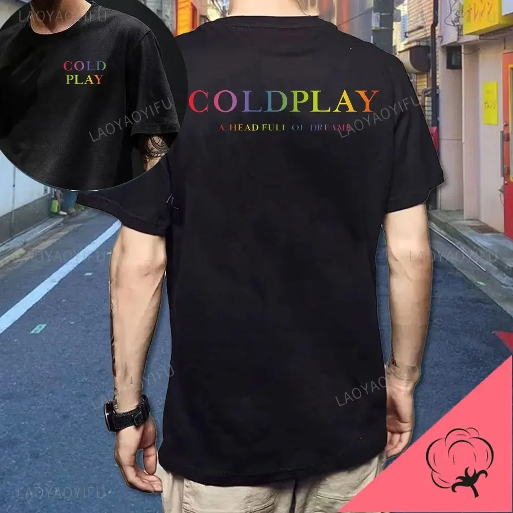 New 2026 Famous Cold Play Band Printed Cotton T-shirt Men's Summer Casual Top Short Sleeve Classic Male Women Tee