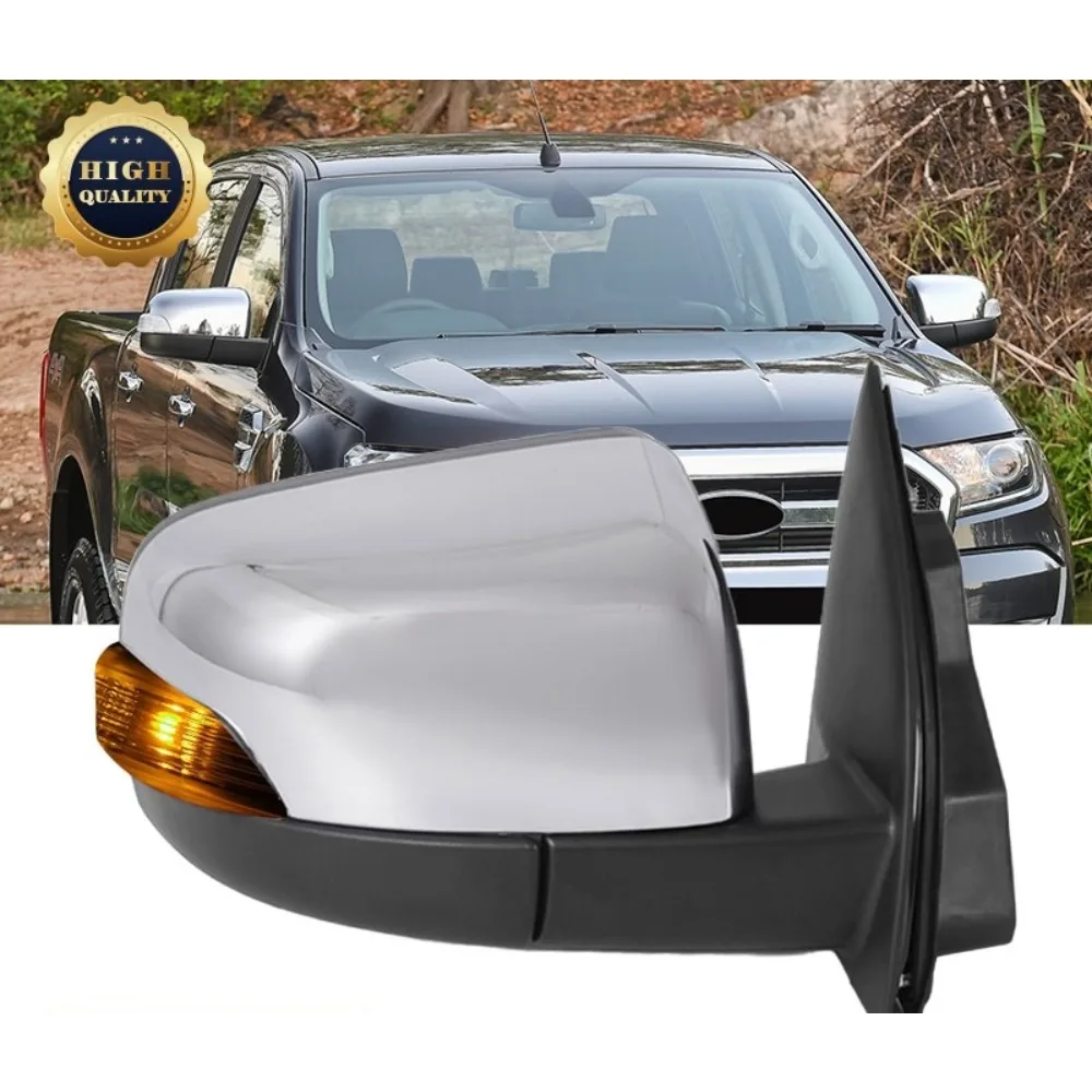 FOR Ford Ranger 2011-2023 Chrome Electric Wing Mirror Power Fold Right and Left Driver Side 9 Pin Rear View Mirror Glass Parts