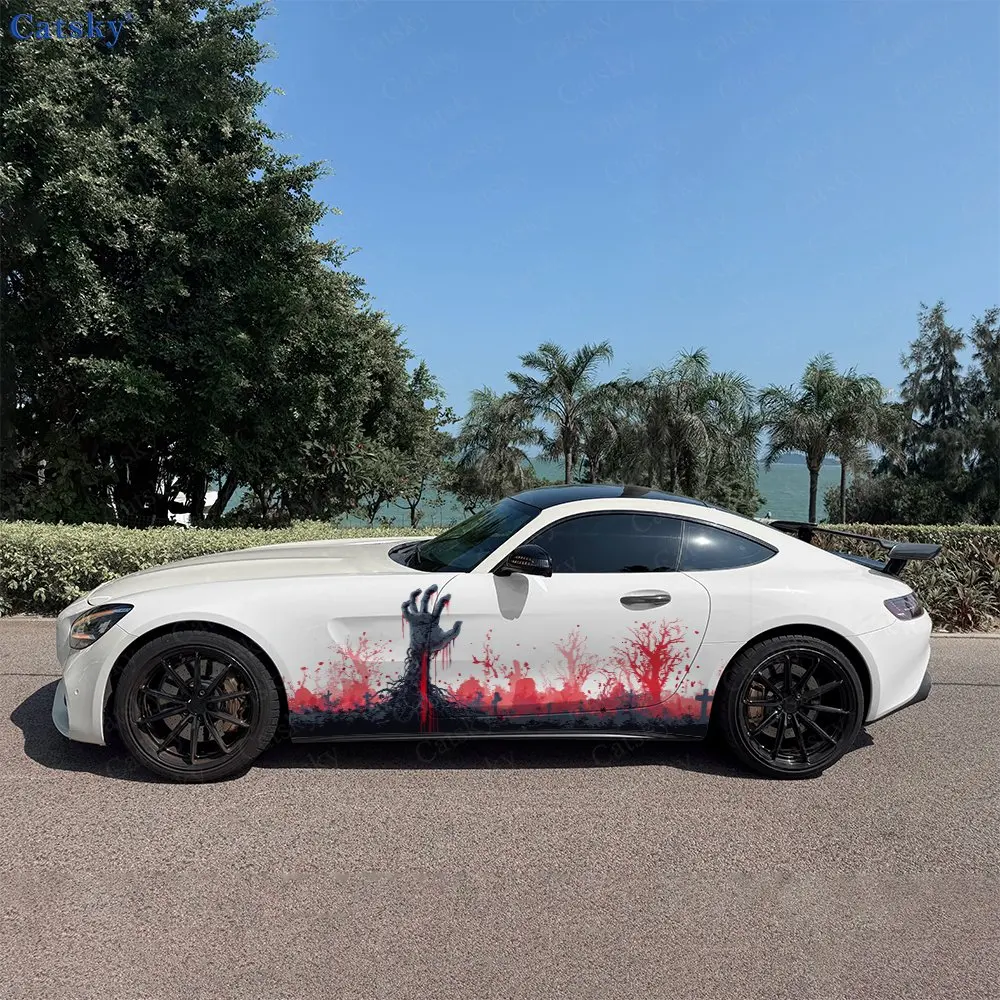 2pcs The Hand Stretched Out Car Sticker Full Body Decal Decoration Scratches Protect Car Sticker Waterproof Car Vinyl Wraps