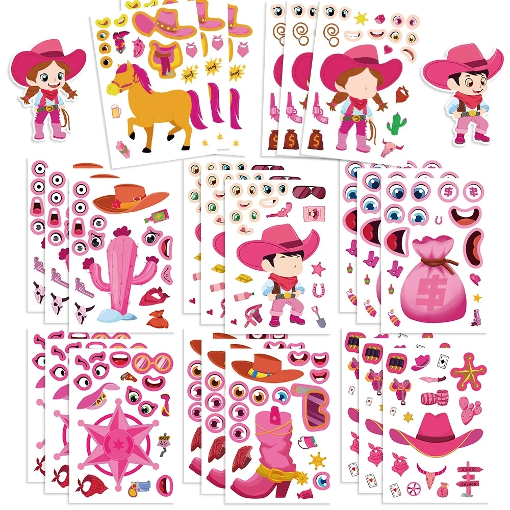 Variety Of 8PCS Cartoon Make a Face Change Sticker DIY Decoration Phone Notebook Pen Stationery Sticker