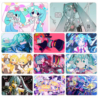 Anime Miku Kagamine Rin Cartoon Credit Card Skin Stickers for VISA Bank Card Bus Metro Card Small Big No Chip Front Side Sticker