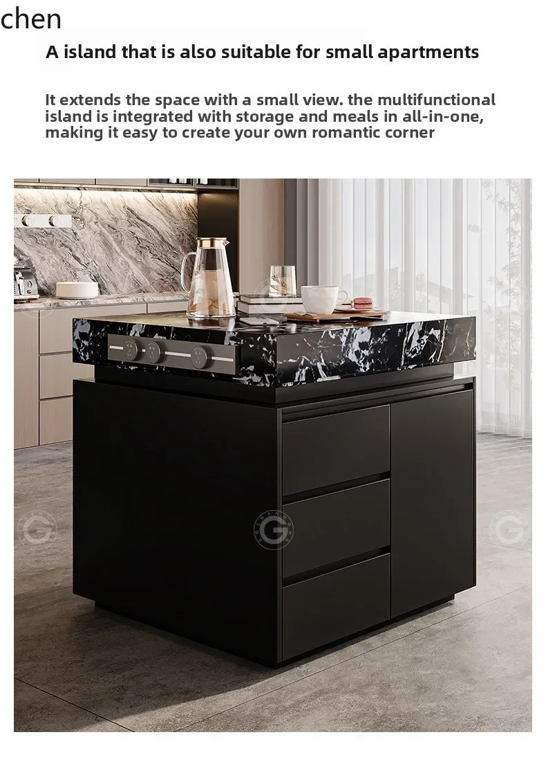 W5.19 rock slab table cabinet separate kitchen guide table cabinet with sink, minimalist small apartment dining table integrated