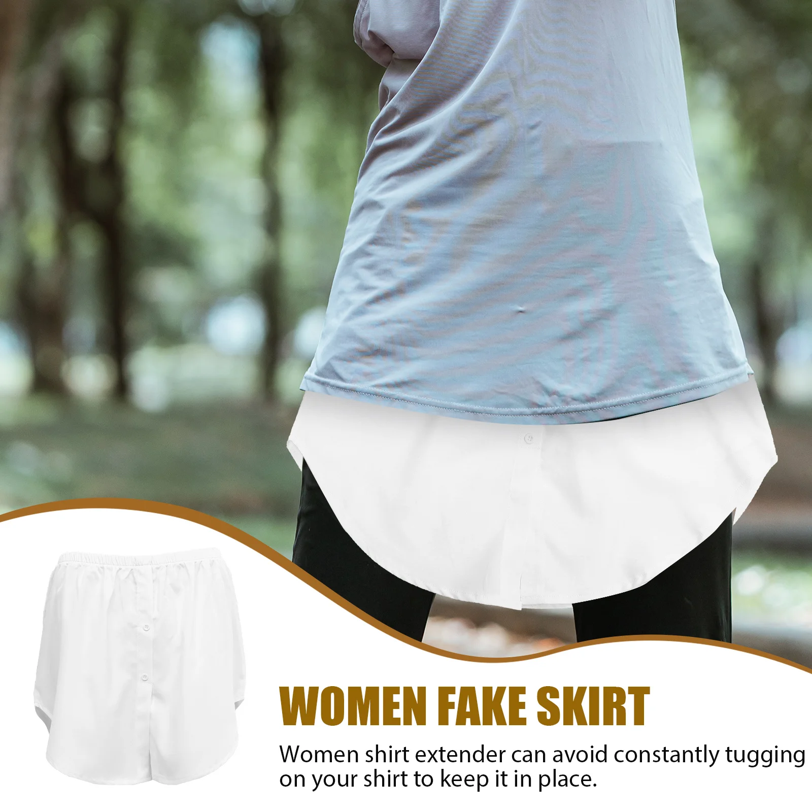 

Women Shirt Extender White M Size Polyester Large Code Fake Hem Skirt Layering Tops Curvy Figure High Waist Leggings Work