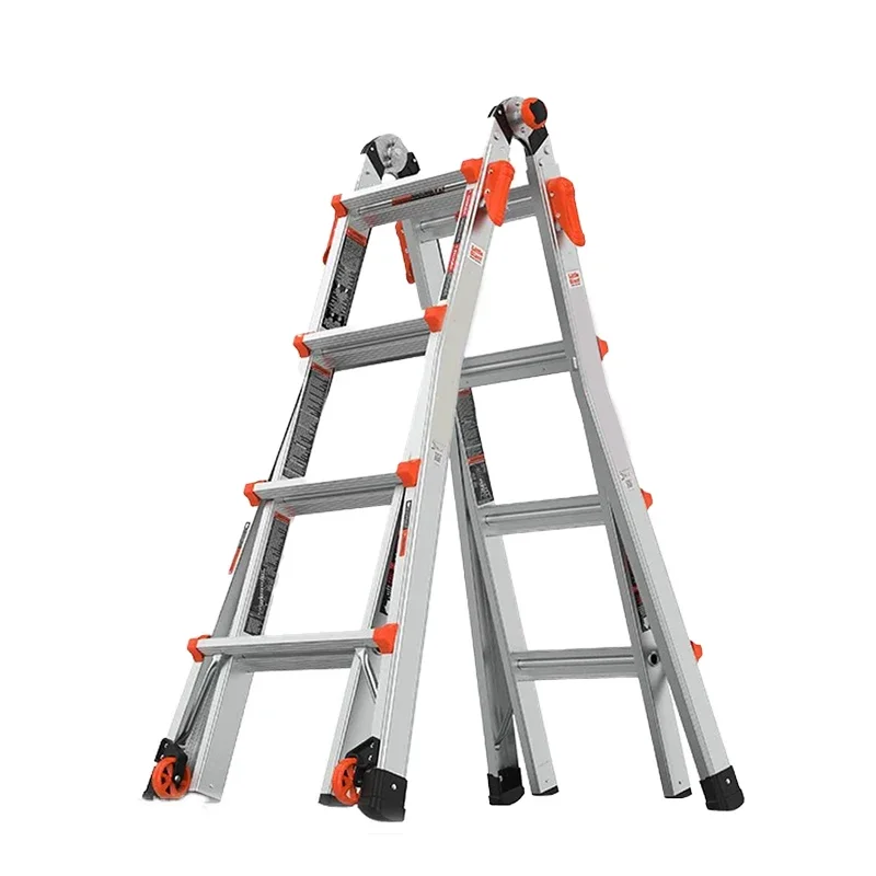 Multifunctional 5-Step Telescopic Ladder Thickened Aluminum Alloy Folding Herringbone for Household
