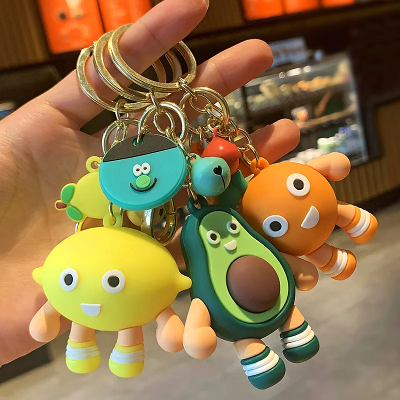 

Minso Korean cute Instagram fashion avocado keychain lemon orange fruit family couple figurine pendant