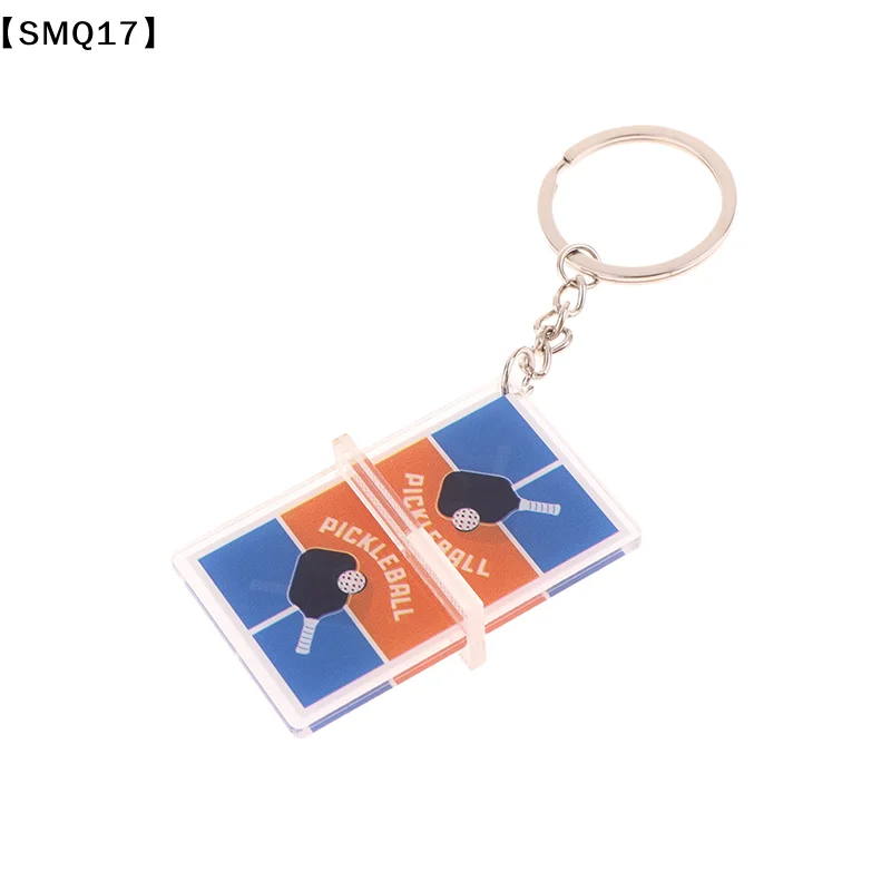 1Pc Pickleball Court Keychain Souvenir Pickleball Sports Pendant 3D Acrylic Key Ring Sports Car Key Holder Gift Ornament【SMQ】