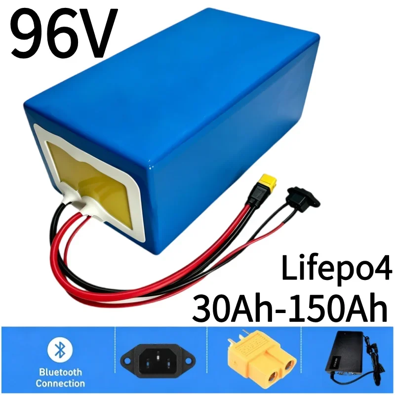 96V LiFePO4 Battery 30‑150Ah Built‑in Smart BMS Deep Cycle Rechargeable Lithium Battery for Golf Cart Sightseeing Vehicle EV Off