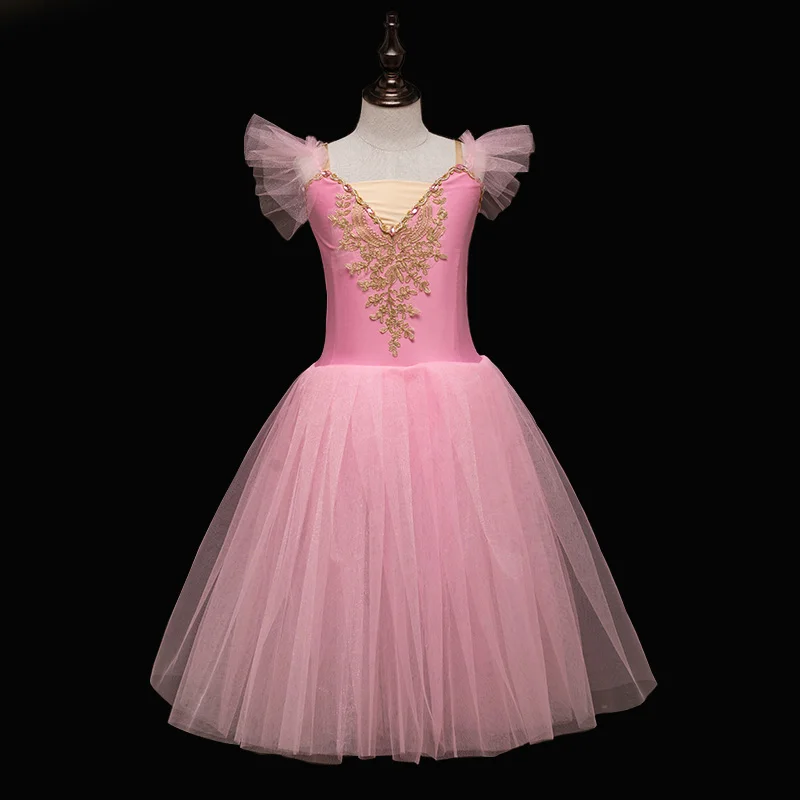 Neue profession elle Ballett Tutu lange Tüll Kleid Mädchen weißen Schwan Ballett Kleid Leistung Tanz Ballerina Kostüm Kinder für Mädchen