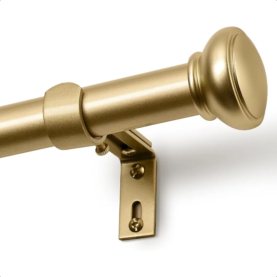

Gold Curtain Rods for Windows 28 to 48 Inches 1 Inch Decorative Curtain Rod Set Adjustable Length Heavy Duty Metal Window Curta