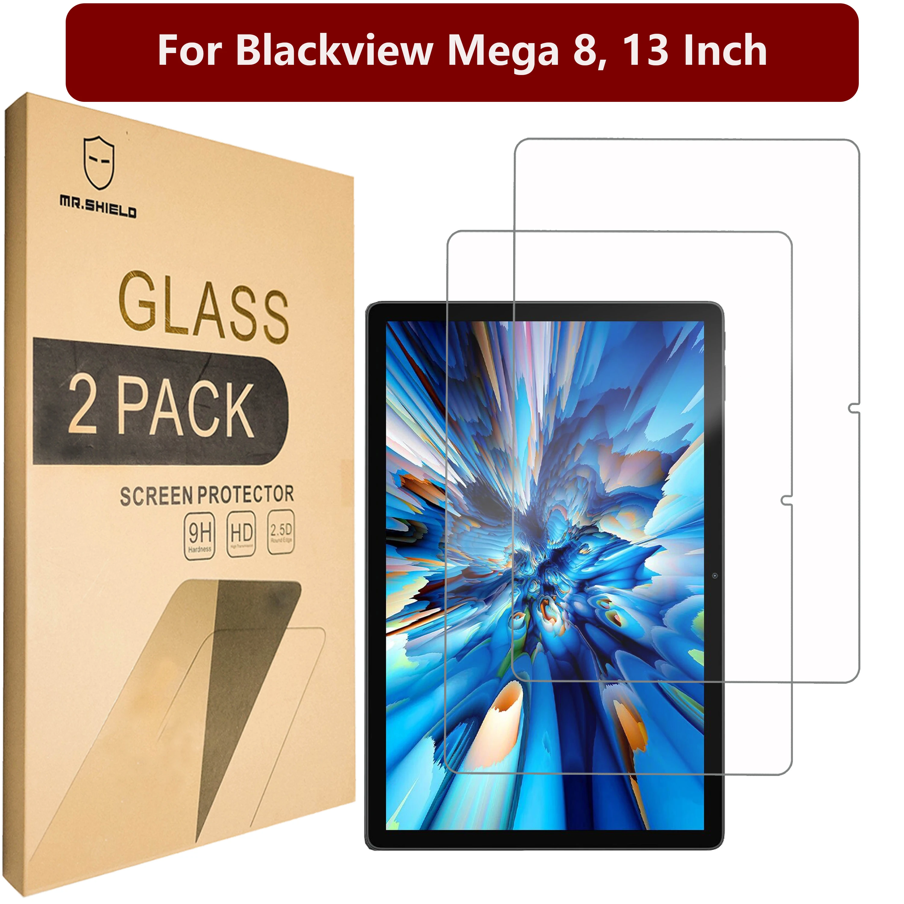 

Защитная пленка для экрана Mr.Shield, совместимая с Blackview Mega 8, 13 Inch [закаленное стекло] [2 УПАКОВКИ] [Японское стекло с твердостью 9H]