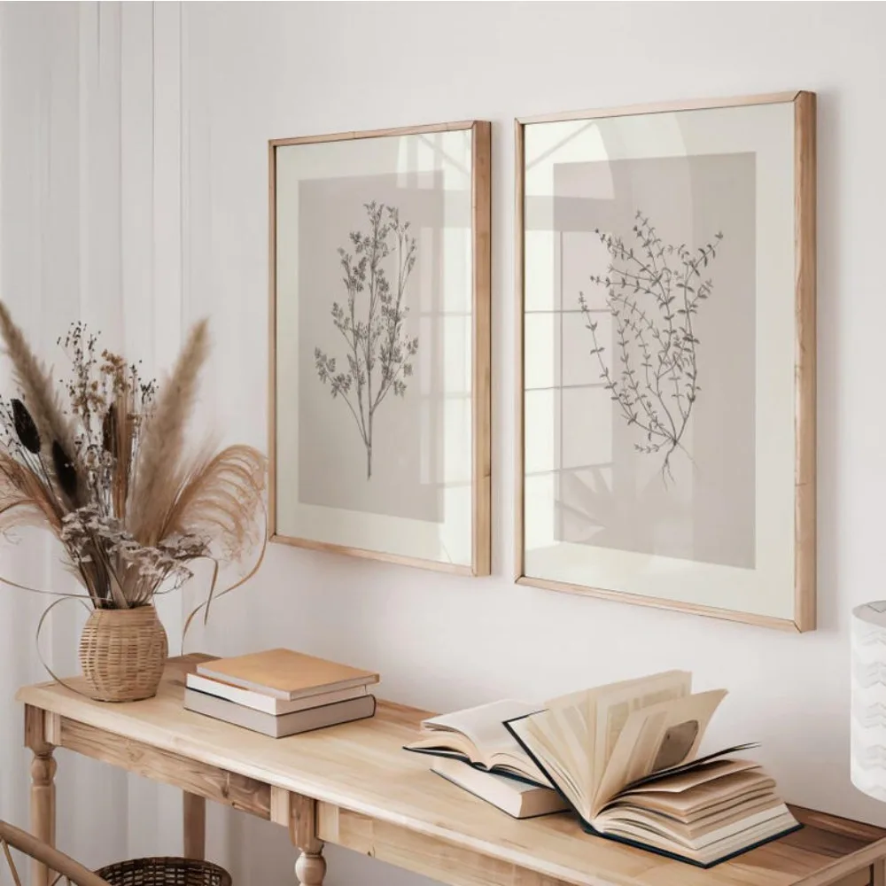 2pcs frameless Canvas Painting 2 Frameless Antique Plant Illustrated Prints,Two Plant Research Painting Posters,Natural History