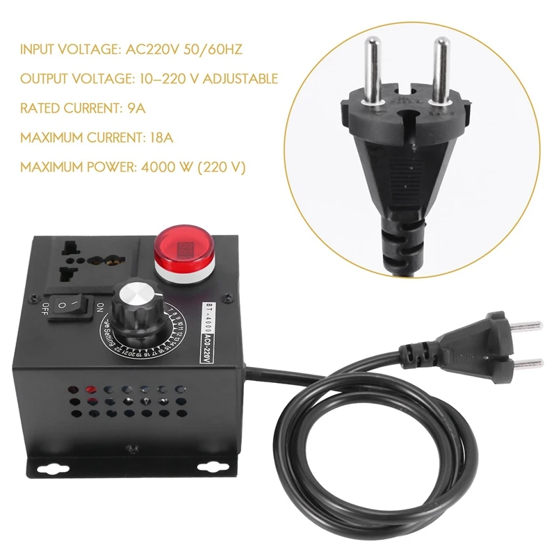 Hot Ltem Ac220v 4000W Scr Electronic Voltage Regulator Temperature Motor Fan Speed Controller Dimmer Electric Tool Adjustable,Eu