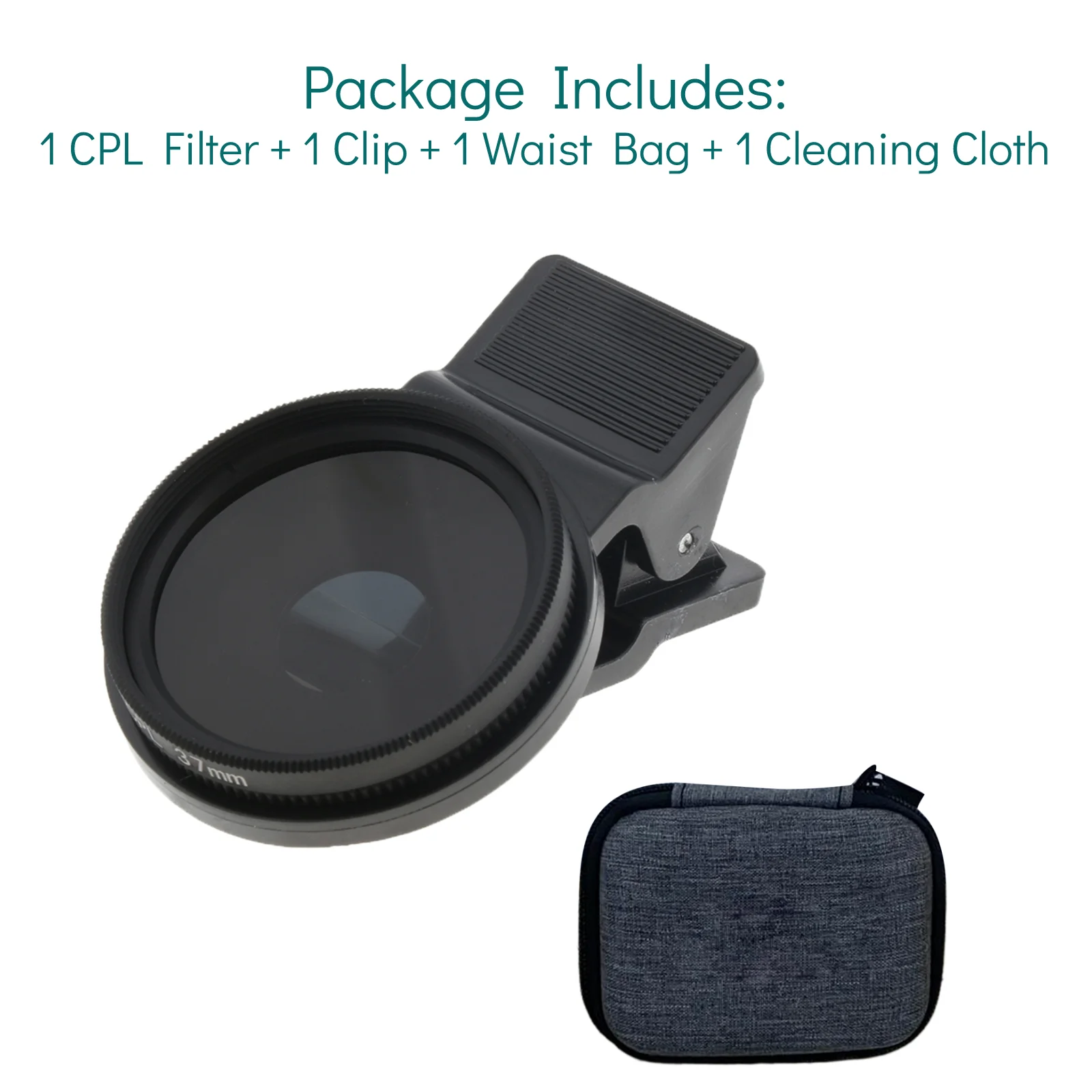 CPL Lens Filter 37mm Circular Polarizing Filter with Clip Compatible for Most Smartphones CPL Filter Lens Optical Glass