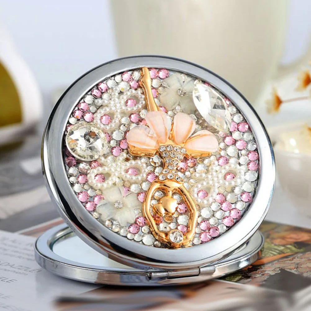 Dwustronne lusterko do makijażu, kompaktowe, składane, przenośne lusterko powiększające dla kobiet, małe narzędzie podróżne na zewnątrz.