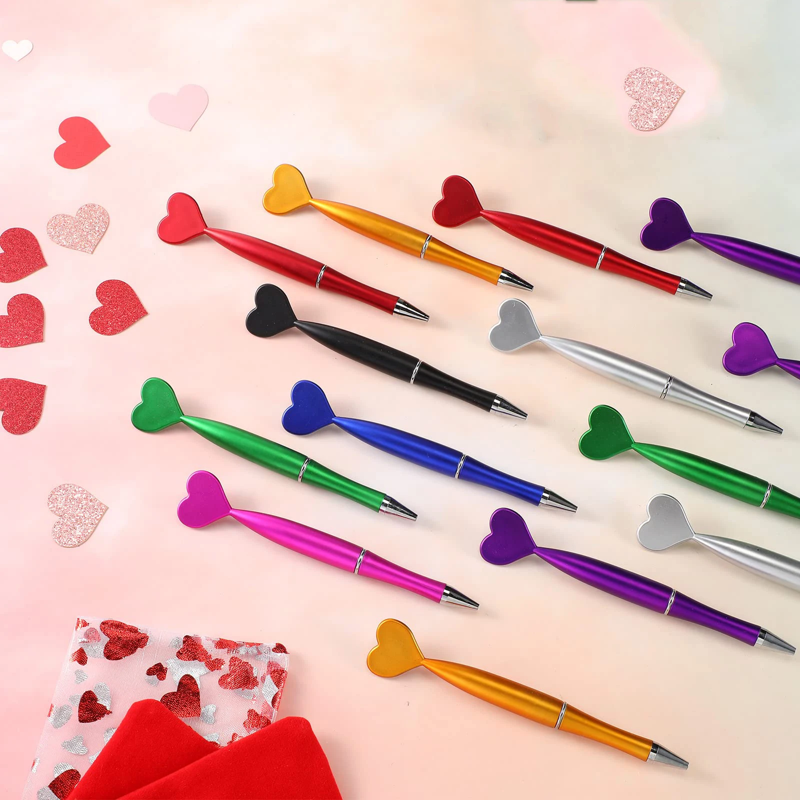 Imagem -03 - Gel Ink Heart Shaped Canetas Esferográficas Canetas Novidade para Estudante Professor Escritório Escola Home Supplies Favores de Festa Presentes 40 Pcs