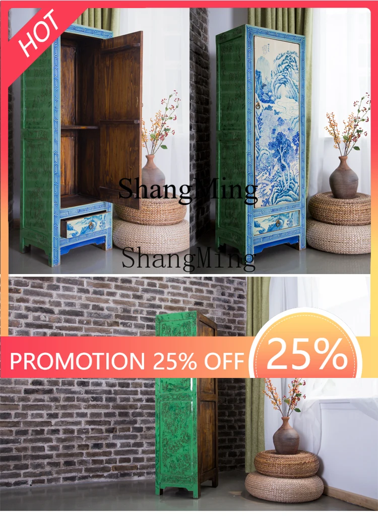 

FG good-looking new Chinese-style corner cabinet storage furniture antique solid wood old multi-functional side cabinet