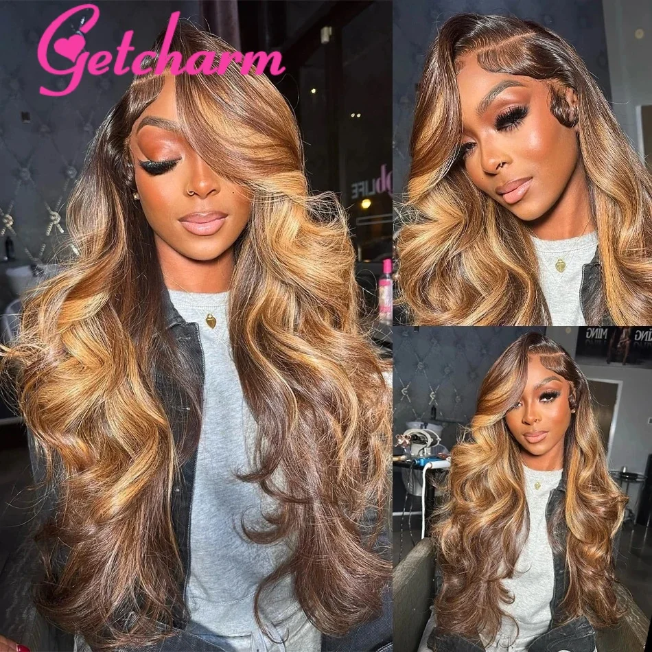 13 × 4 Highlight Pruik Human Hair Body Wave Ombre Human Hair Pruik 13 × 6 360 Hd Lace Front Pruik Braziliaanse 4/27 Honingblonde Gekleurde Pruiken