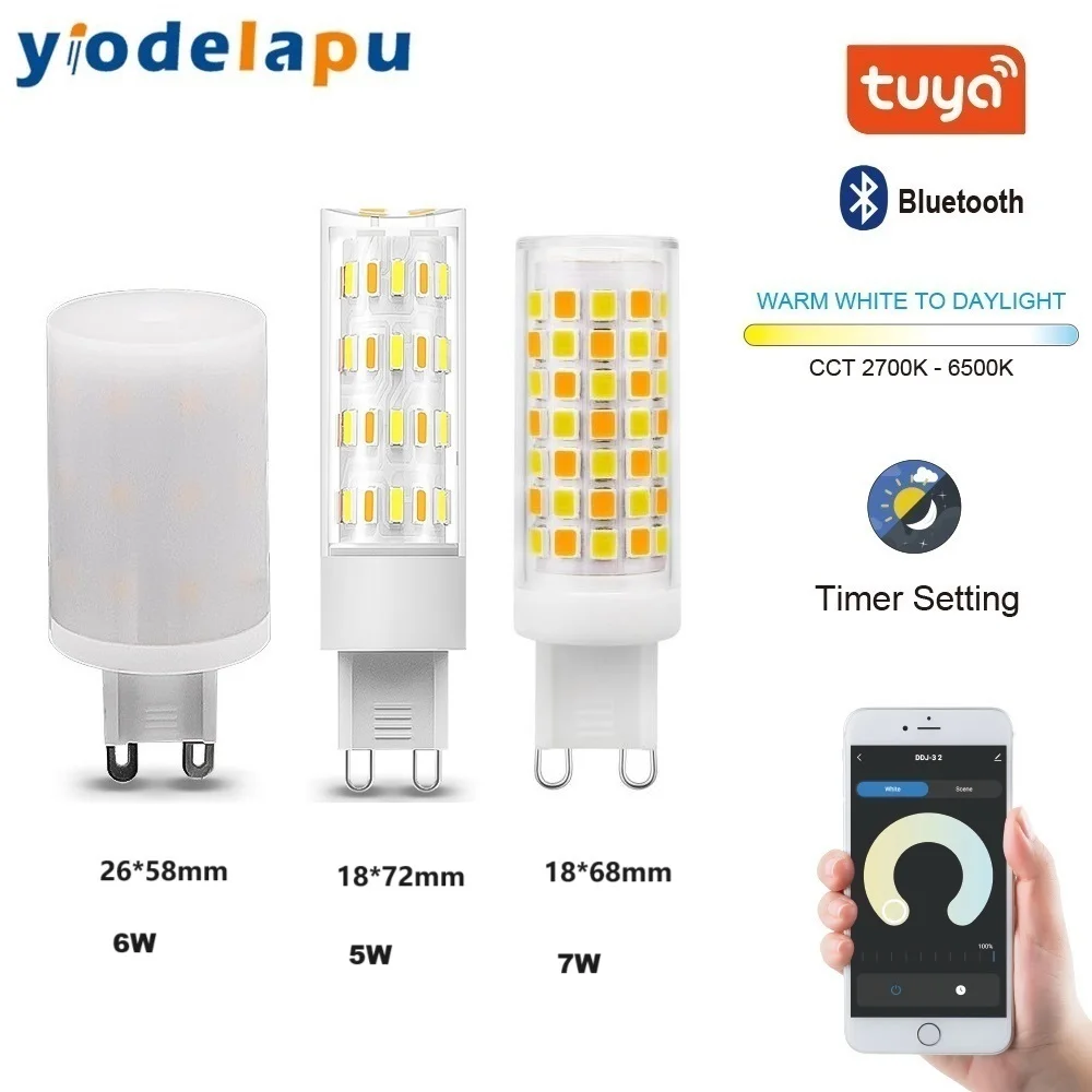 

Tuya G9 Smart Light Dimmable 2700K-6500K G9 WiFi 5W 6W 7W LED Bulb Intelligent Lamp 230V Support Alexa Google Home Voice Control