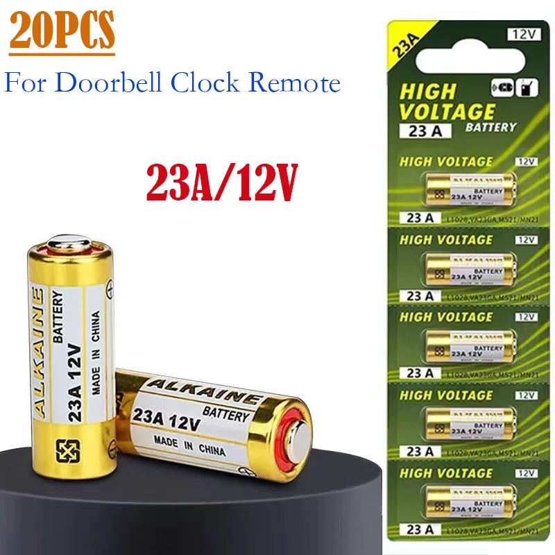 

20pcs Original 12V 23A Dry Alkaline Battery for Doorbell,car Alarm,walkman 23GA A23S E23A EL12 MN21 MS21 V23GA L1028 GP23A LRV08