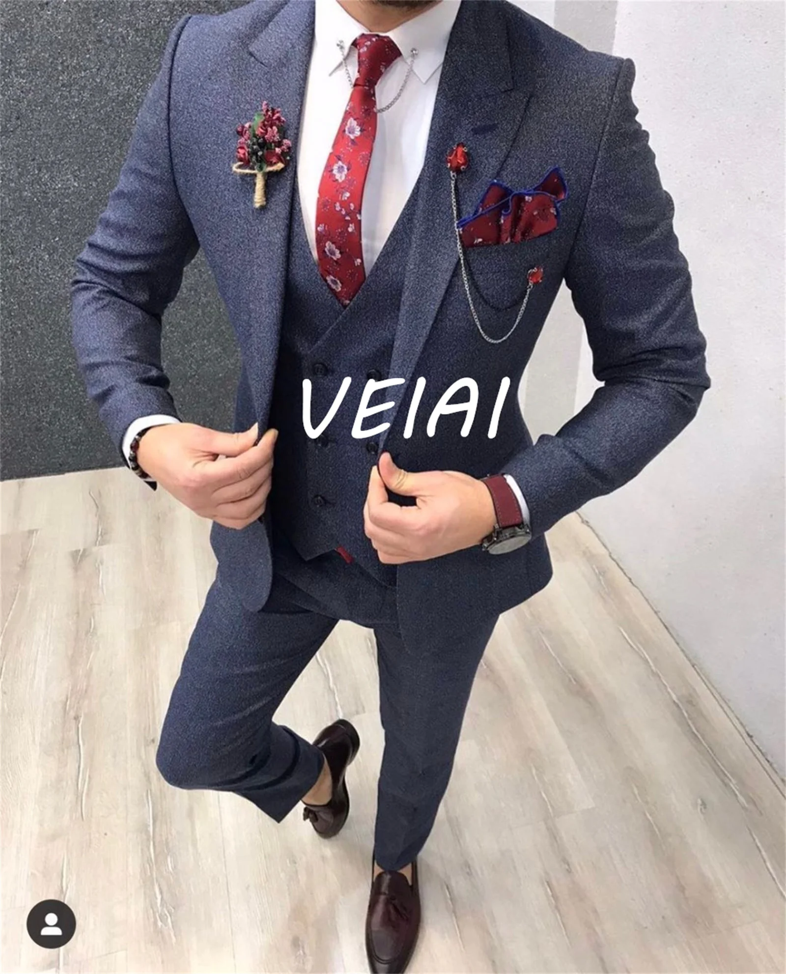Personalizado recién llegado 2023 trajes de esmoquin para novio de boda traje de novio ajustado para hombres traje de padrino de boda chaqueta Formal de fiesta de negocios 3