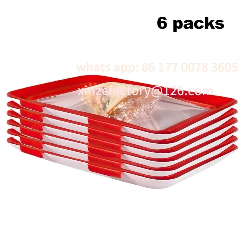 

Customizable 6pcs Food Preservation Tray Reusable Creative Food Storage Container Stackable Keeping Fresh Spacer Trays Refrigera