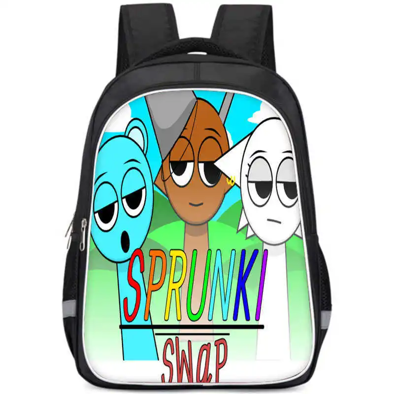 Incredibox Schoolbag Sprunki Backpack Double-layer Sprunki Backpack Student And Children\'s Mochila Pencial Bag Sprunki Backpack