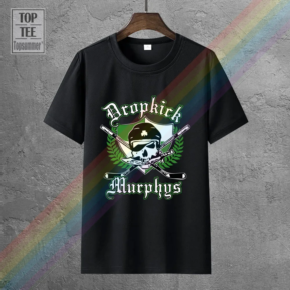 تي شيرت Dropkick للرجال Harajuku Murphys Music Band Hockey Skull أسود ثقيل الوزن تي شيرت للرجال مقاس كبير تي شيرت جرافيك #1