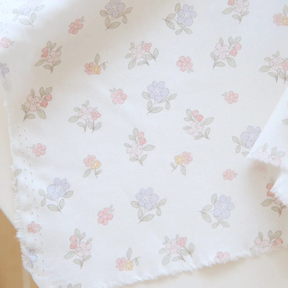 145x50cm Summer Fresh White Small Floral Print 100% Cotton Fabric DIY Handmade Material For Dress Skirt Garment