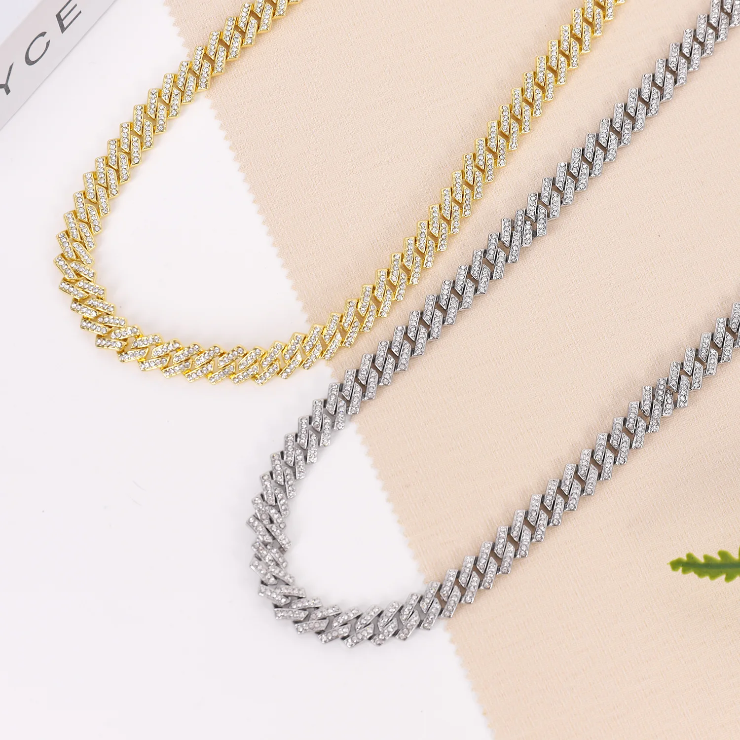 DIY accessories Source Manufacturer High Quality Cuban Chain Cub an chai10MM Rhombus Full Diamond Clasp Hip Hop Necklace Jewelry