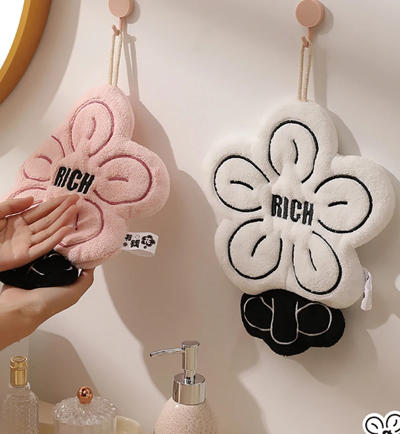 Flower Double-layer Hand Towel Children's Cute Restroom Hand Towel Kitchen Thickened Water-absorbent Quick-drying Hand Towel