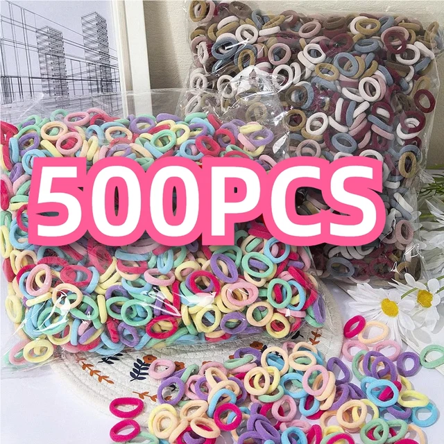 100/300/500 sztuk dziewczyny kolorowe elastyczne opaski do włosów kucyk trzymaj opaska do włosów opaski gumowe Scrunchie akcesoria do włosów opaski dla dziewczynek
