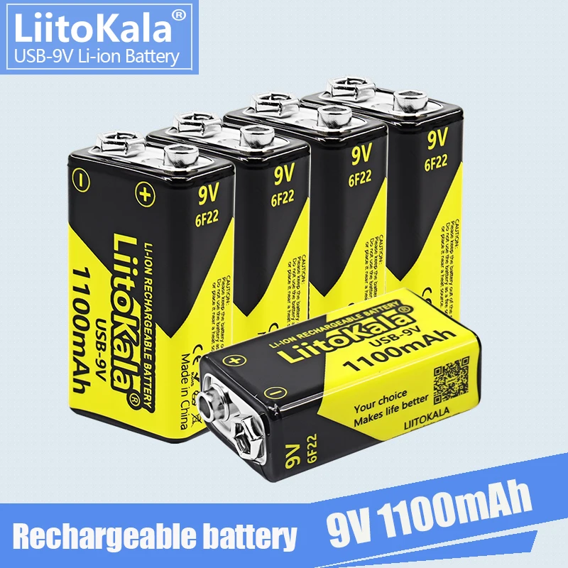 

5PCS LiitoKala 9V USB rechargeable Li-Ion battery 9V 1100mAh is suitable for camera and other series of electronic products