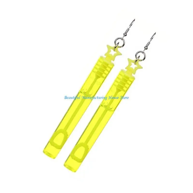 E56A Bubble Blower Earrings Five-Pointed Star and Mini Test Tube Ear Pendants Decor
