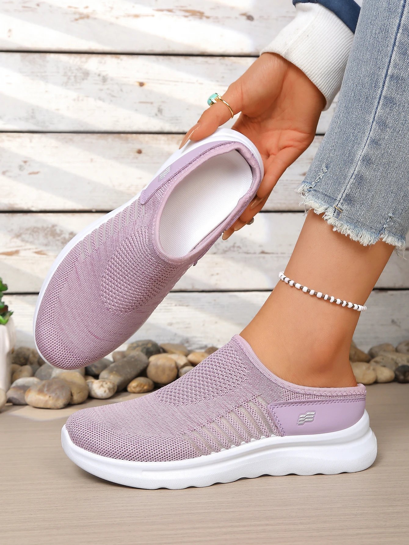 2026 Neue Damen-Hohlnetz-Slipper mit rückenfreiem Design, leichte Plateau-Walkingschuhe, bequeme Outdoor-Freizeitschuhe aus Netzstoff – Detail 6