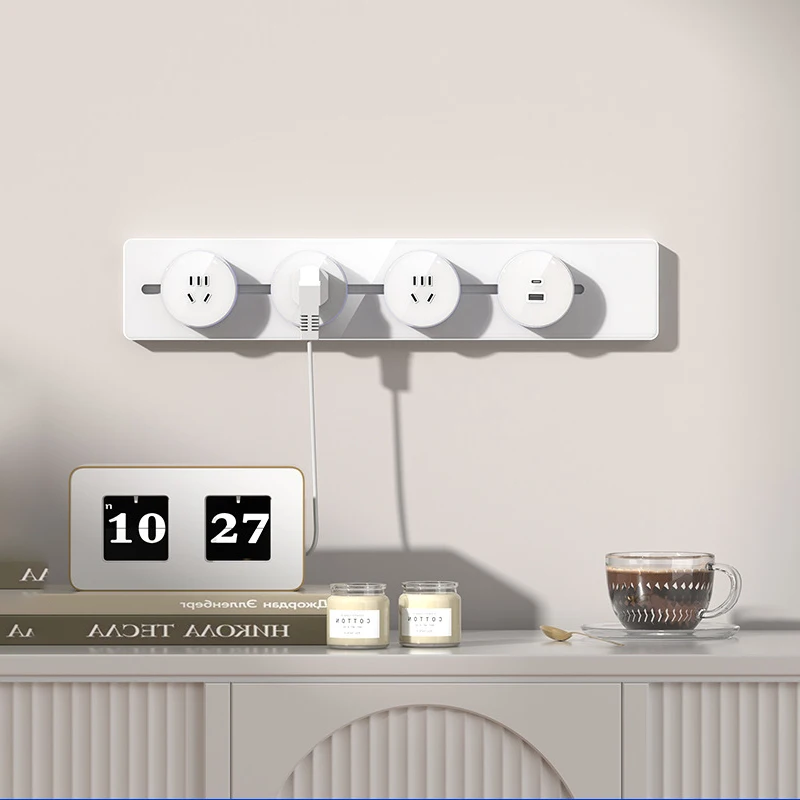 Mirror Track Socket Removable Kitchen Side Cabinet USB High Power Socket With Light Wall Expansion Accessory Supply Kit