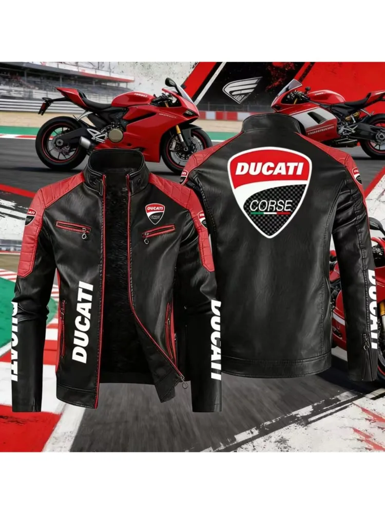 AliExpress New Ducati jacket, classic bicycle jacket, motorcycle men's jacket, men's top European Style Color Windproof Pu Leather Jacket