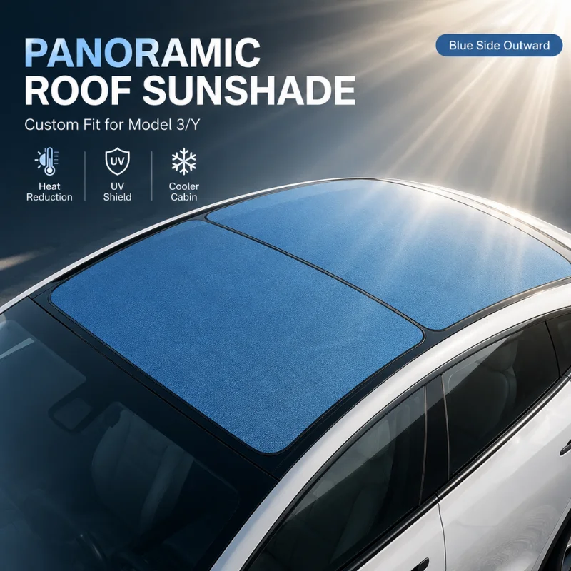 Lcars Car Sunroof Sunshade Suitable for Tesla's New and Old Model Y/3 Roof Sunshade Accessories [Blue Ice Crystal Coating] Heat Insulation, Sun Protection, Uv Protection Glass Roof Sunshade