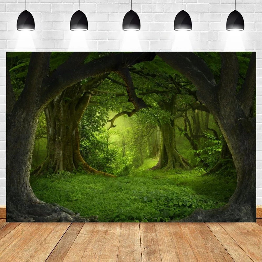 Tropical Jungle Forest Backdrop For Photography Green Trees Baby Birthday Portrait Holiday Party Photocall Background Decor Prop