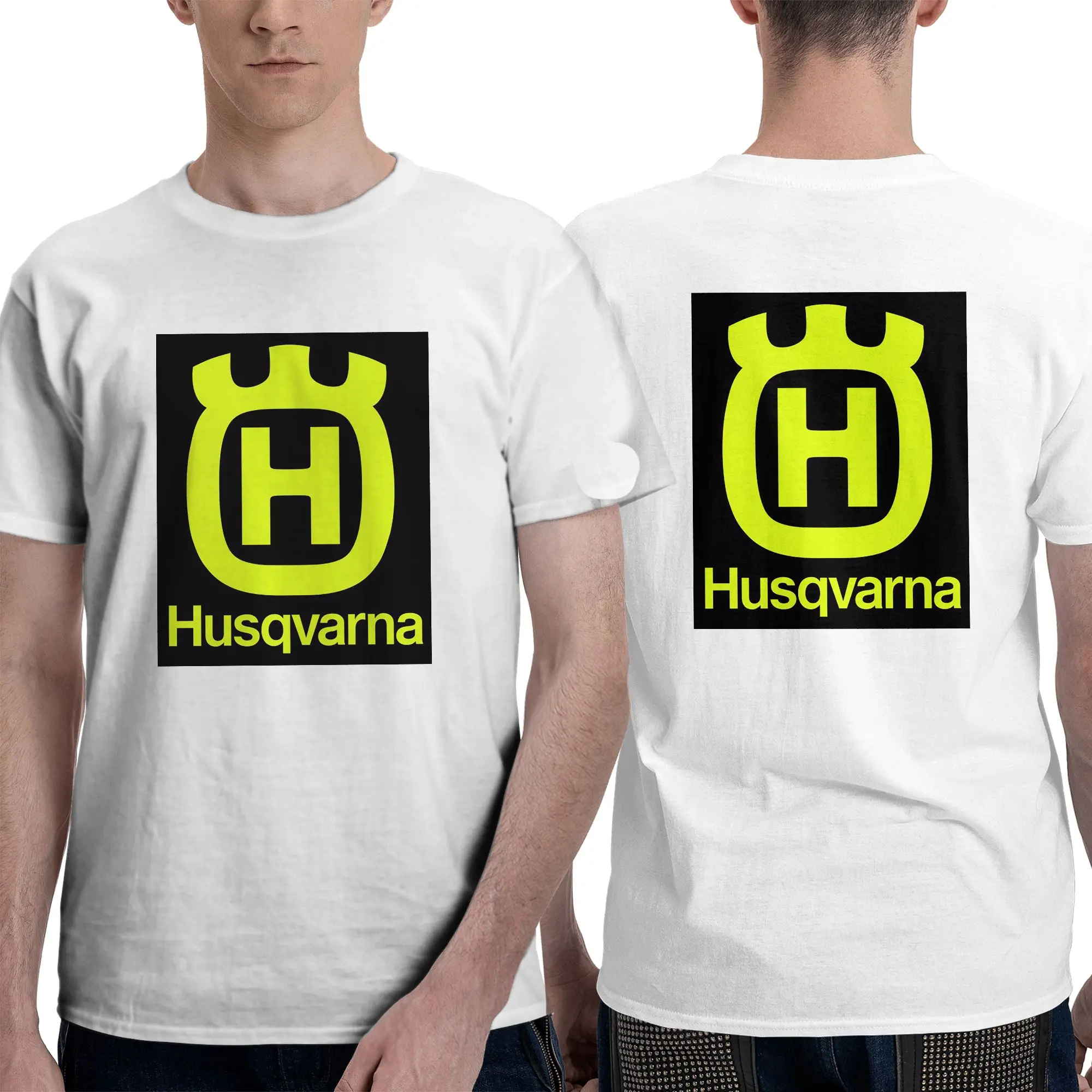 100% Cotton H-Husqvarnas T-Shirt Men's Double Sided T Shirt Men Crew Neck Summer Shirts Tops S-6XL