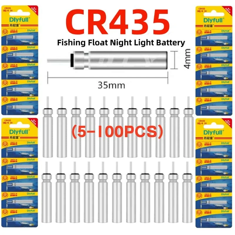 5-100PCS CR435 Fishing Float Battery Night Fishing Luminous Lithium Battery,  For Electronic Floats Tackle Accessories