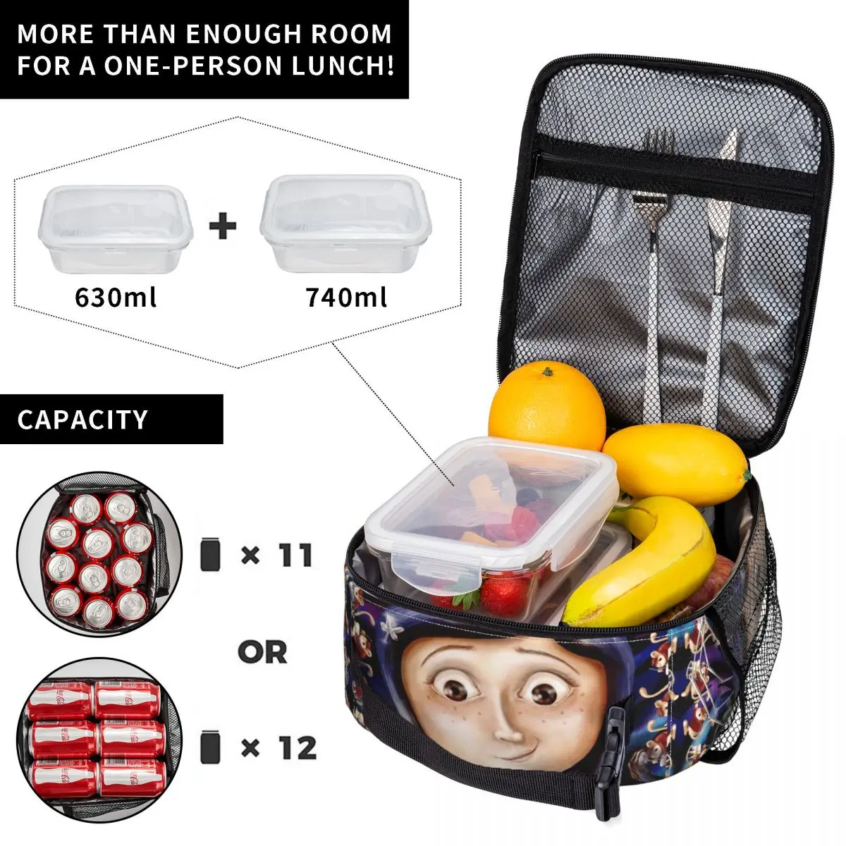 حقيبة تبريد معزولة لأكياس الغداء من كورالينز تيم بيرتون   حاوية الوجبات، صندوق الغداء ذو السعة العالية من Secret Door Fantasy #4