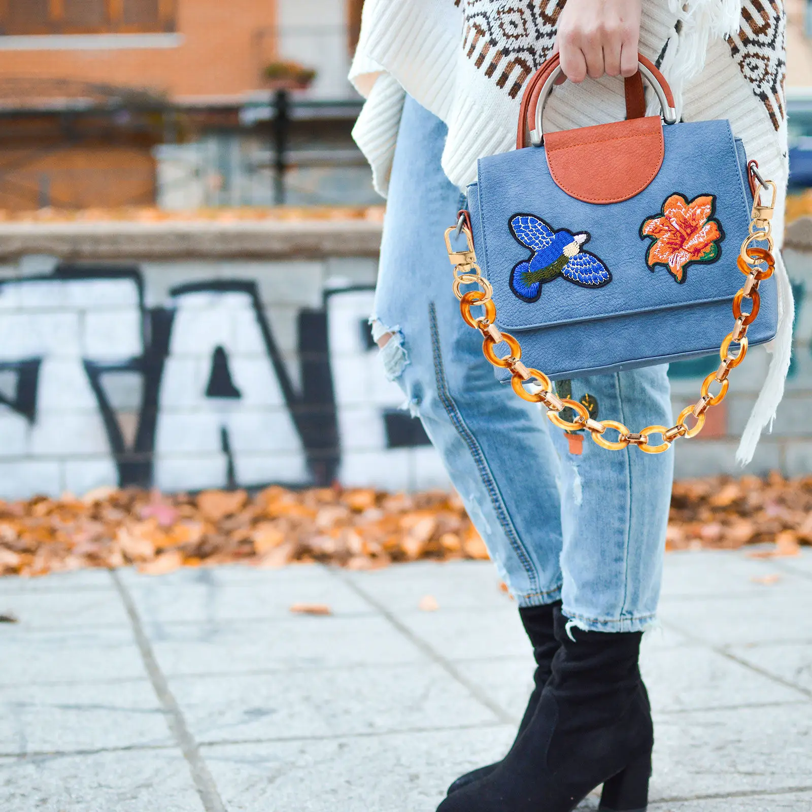 Retro Decorative Resin Bag Chain Bright Color Chic Lightweight Purse Replacement Strap Outdoor School Party Bag Chain