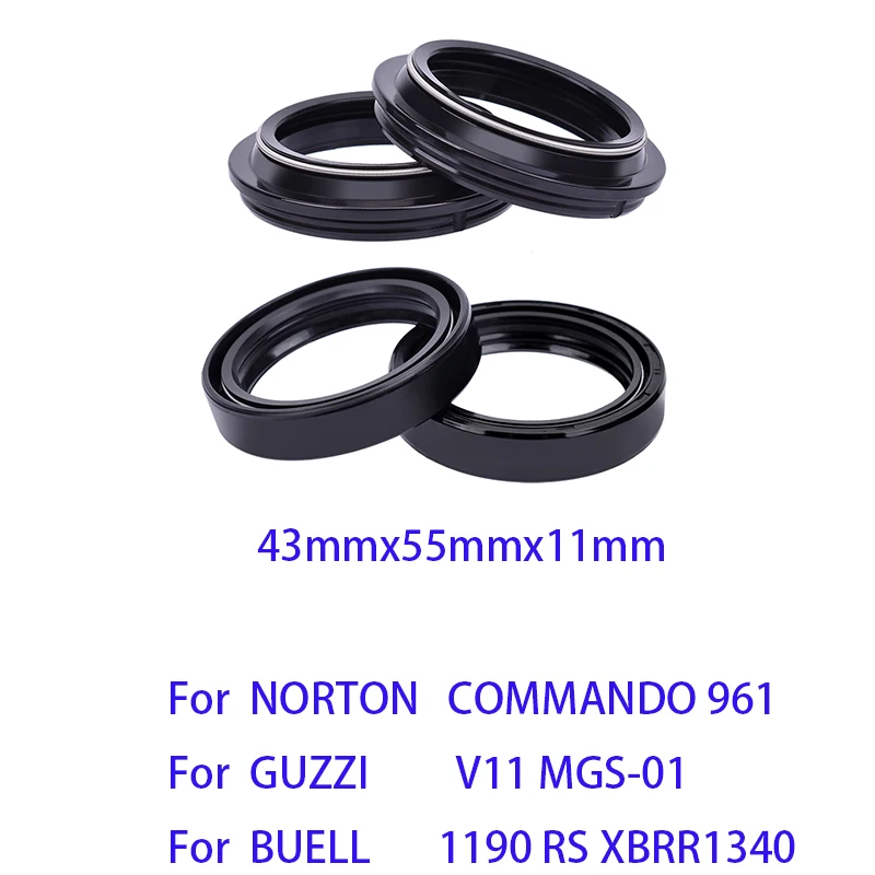

43x55x11 43 55 Motorcycle Front Fork Dust Oil Seal for NORTON COMMANDO 961 for GUZZI V 11 MGS 01 for BUELL 1190 XBRR 1340