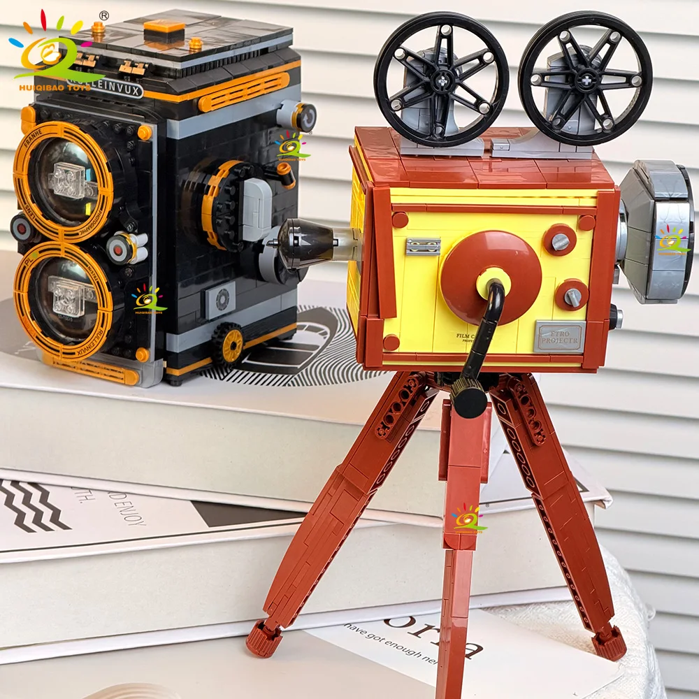 HUIQIBAO Retro Home Appliance Building Blocks Coffee Maker Camera Projector Telescope DIY Assembly Decor Toys Adult Collectors