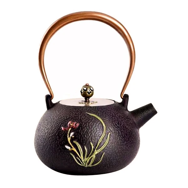 Cast Iron Teapot 1200ML Japanese Iron Tea Pot Stainless Steel Infuser Tea Kettle for Boiling Water Oolong Tea