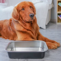 1pcs Stainless Steel Square Pet Bowl, Feeding Bowl, Strong and Easy to Clean, Suitable for Medium and Large Dogs