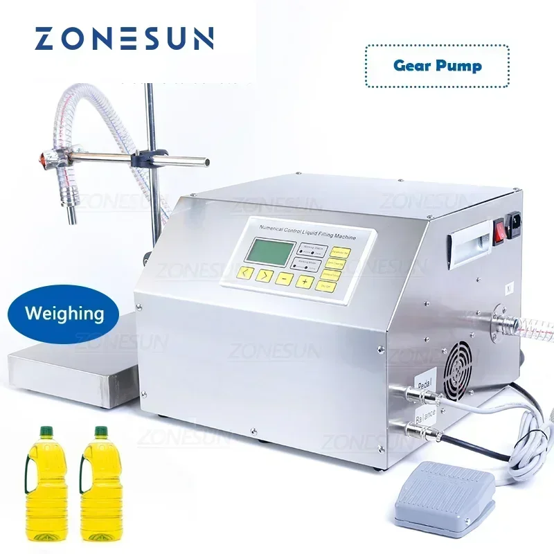 

ZONESUN ZS-GP261W Semi-Automatic Gear Pump Filler for Edible Oil & Engine Oil Plastic Bottle Weighing System