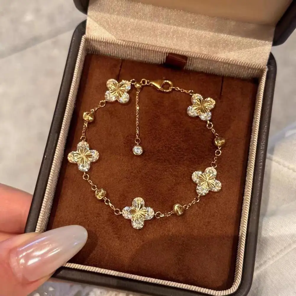 Adjustable Bracelet Adjustable Length Jewelry Women’s Four-leaf Clover Bracelet Adjustable Lucky Charm Chain for Everyday