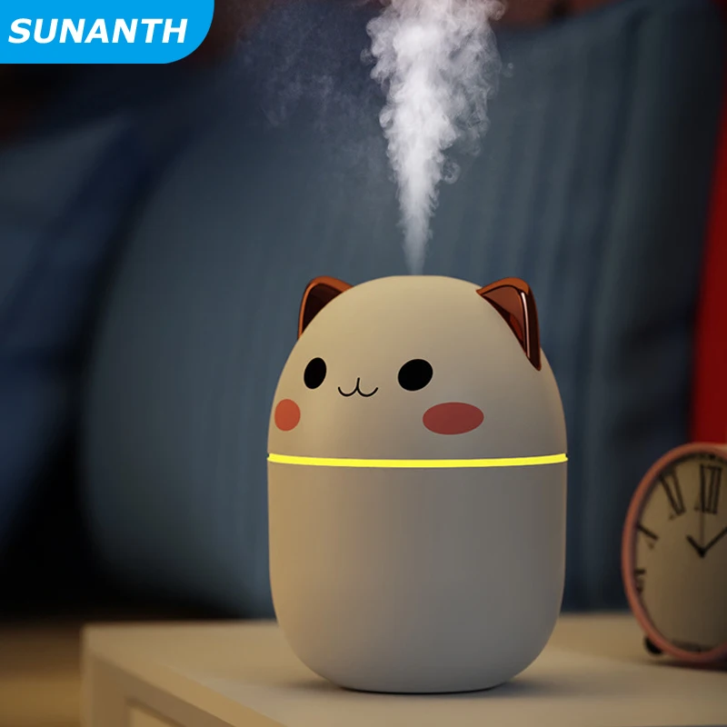 

SUNANTH 250ml Air Humidifier Cute Aroma Diffuser With Light Cool Mist Humidifier For Home Offic Car Plants Purifier Humificador