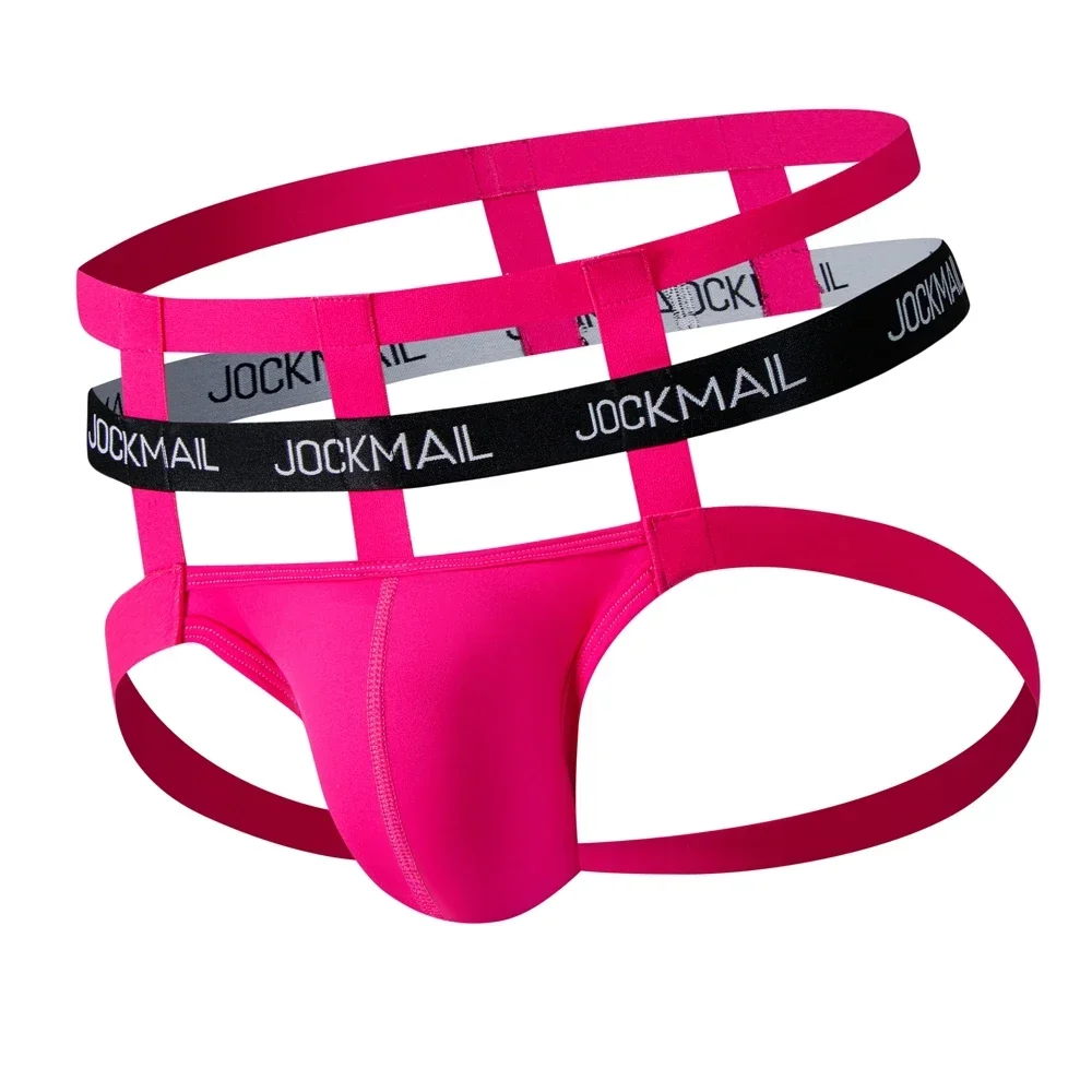 Jockmail Men's Sexy G-String Thong Jockstrap Bondage Sissy Underwear with Penis Pouch Strap Harness Lingerie Underpants
